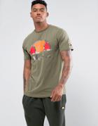Ellesse T-shirt With Large Camo Logo In Green - Green