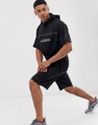 Asos 4505 Oversized Hooded T-shirt With Taping And Breathable Mesh Back-black