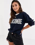 Abercrombie & Fitch Logo Sweatshirt In Navy