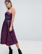 Oasis Bandeau Jacqurd Skater Dress - Multi