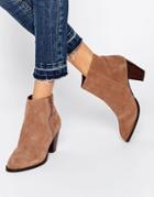 Oasis Western Zip Side Suede Boots - Neutral