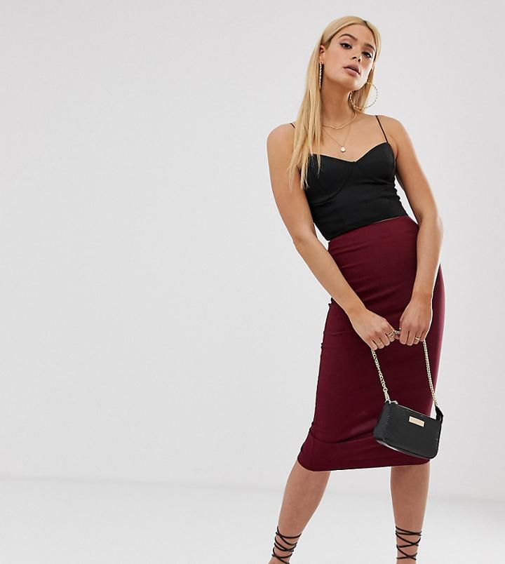 Asos Design Tall High Waisted Longerline Pencil Skirt - Red