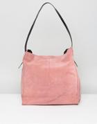 Asos Suede Contrast Shoulder Bag - Pink