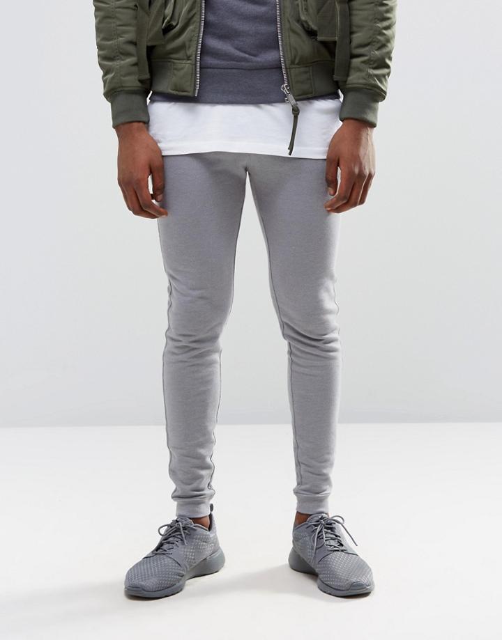 Asos Super Skinny Joggers With Logo - Elephant Gray