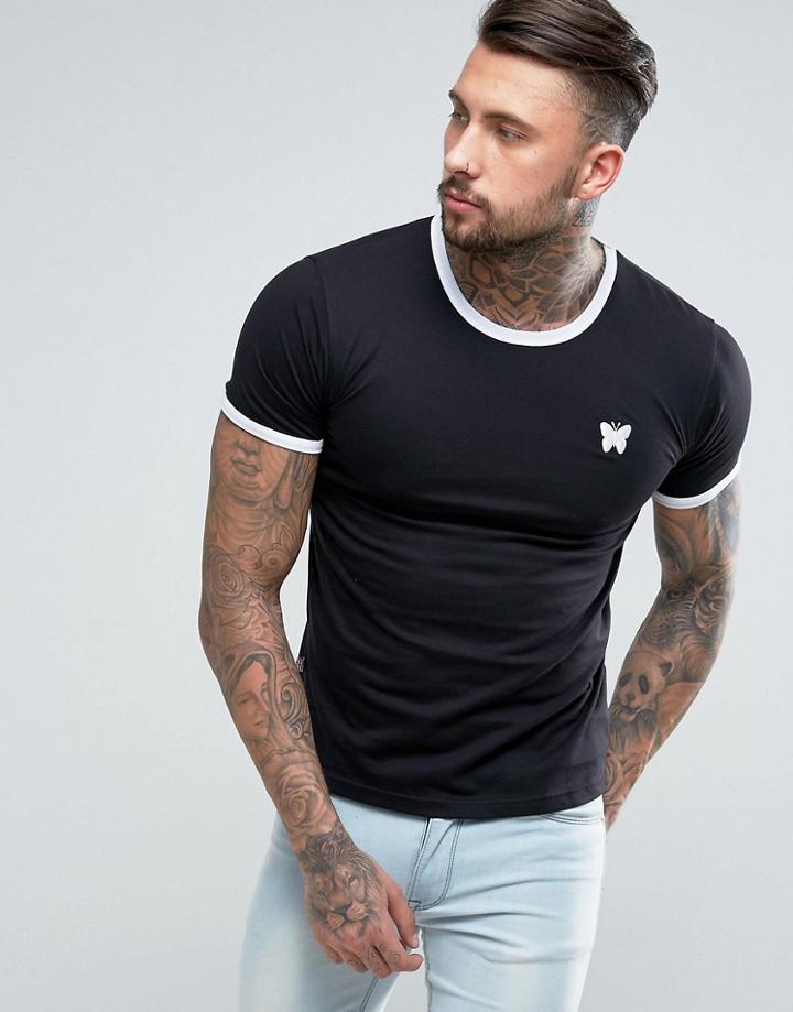 Good For Nothing Ringer T-shirt In Black - Black