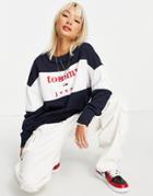 Tommy Jeans Oversized Crew Neck Sweatshirt In Black