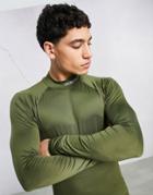 Asos Dark Future Active Training Long Sleeve T-shirt With Mock Neck-green