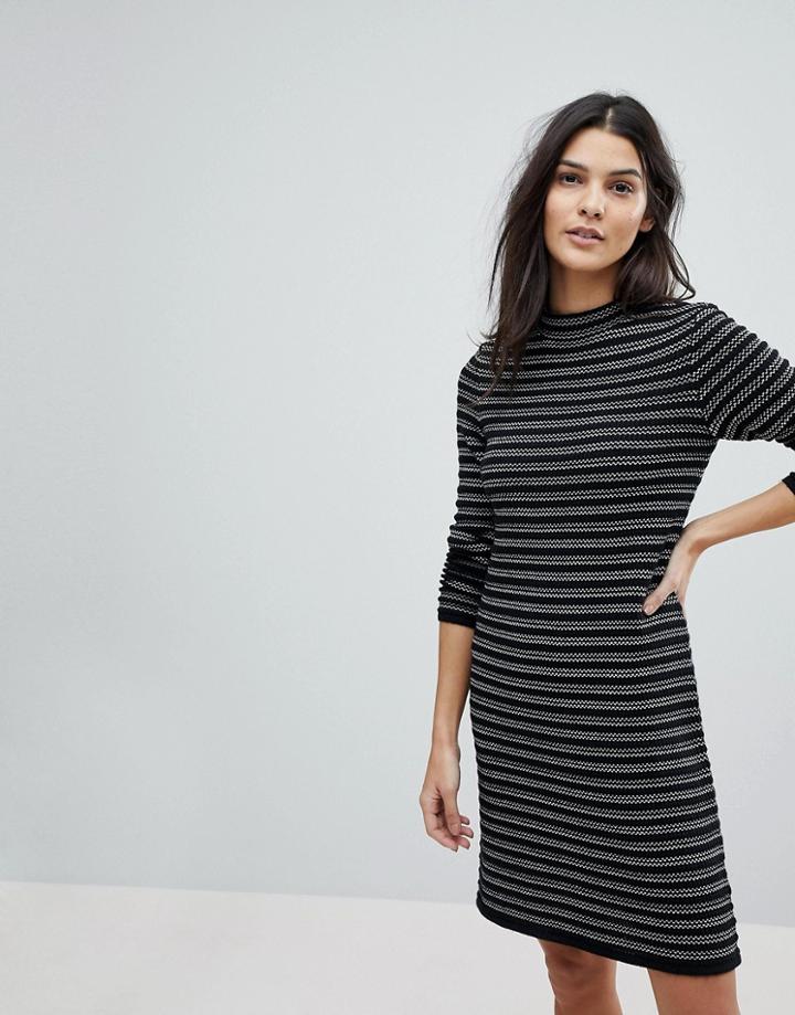 Esprit Stripe Knitted Dress - Black