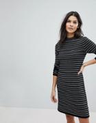 Esprit Stripe Knitted Dress - Black