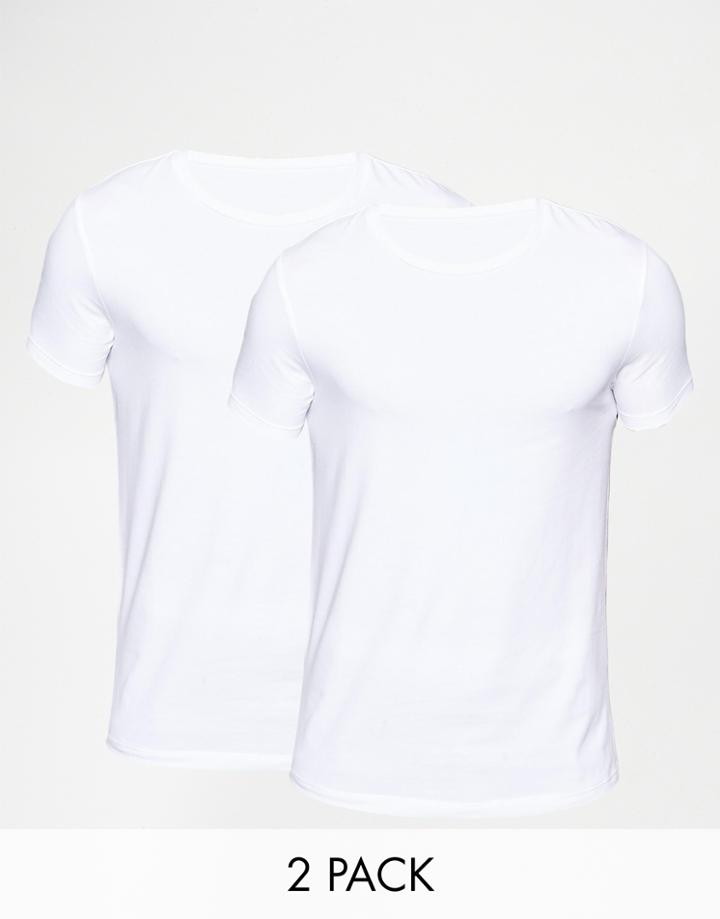 Asos Extreme Muscle T-shirt With Crew Neck 2 Pack Save 17% - White