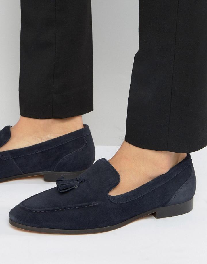 Kg Kurt Geiger Coleman Suede Tassel Loafers - Navy
