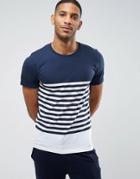 Jack & Jones Premium T-shirt In Color Block Stripe - Navy