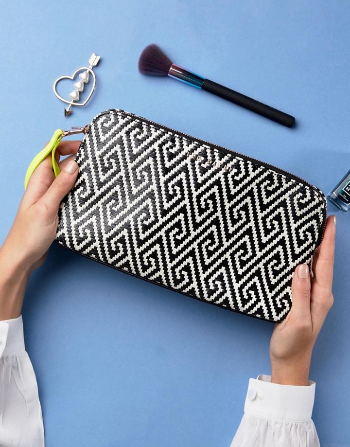 Ted Baker Mallika Woven Geo Large Toiletry Bag - Black