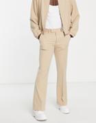 Asos Design Smart Flare Pants In Stone - Part Of A Set-neutral