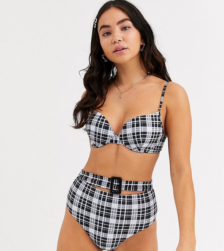 Glamorous Exclusive Underwired Bikini Top In Check-multi