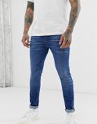 Jack & Jones Intelligence Skinny Fit Whisker Jeans In Mid Wash - Blue