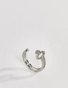 Asos Design Ring With Wrap Around Cross Design In Silver - Silver