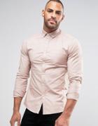 Asos Long Sleeve Skinny Fit Oxford Shirt - Pink