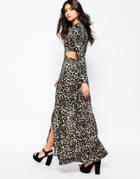 Somedays Lovin Wagon Leopard Maxi Dress With Cut Out Back - Leopard Print