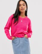 Brave Soul Grunge Round Neck Sweater-pink