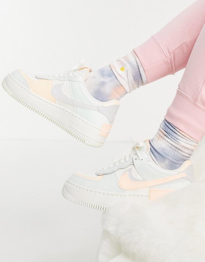 Nike Air Force 1 Shadow Sneakers In Beige And Barely Green-neutral