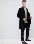 French Connection Premium Wool Blend Overcoat With Velvet Collar-black