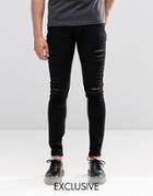 Cheap Monday Low Spray Slash Extreme Super Skinny Jeans In Black Extreme Rips - Black