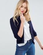 Asos Cardigan In Rib With Button Detail - Navy