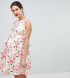Chi Chi London Maternity Printed Jacquard Dress-multi