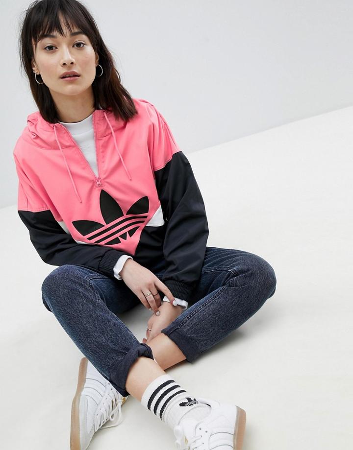 Adidas Originals Colorado Paneled Windbreaker Jacket In Black And Pink - Black