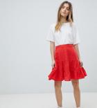 Asos Design Petite Broderie Mini Skirt - Red