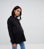 Asos Design Maternity Hoodie With Side Split Detail - Black