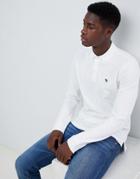 Abercrombie & Fitch Icon Logo Long Sleeve Stretch Slim Fit Pique Polo In White - White