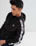 Hollister Athletic Icon Seagull And Logo Taping Fullzip Hoodie In Black - Black