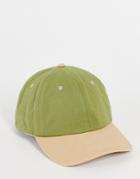 Asos Design Baseball Cap In Green And Stone-multi