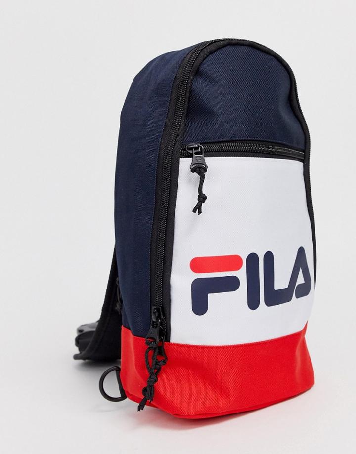 Fila Marlin Single Strap Backpack In Navy White And Red-multi
