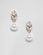 Krystal London Swarovski Crystal Earrings With Faux Pearl Drop - Clear
