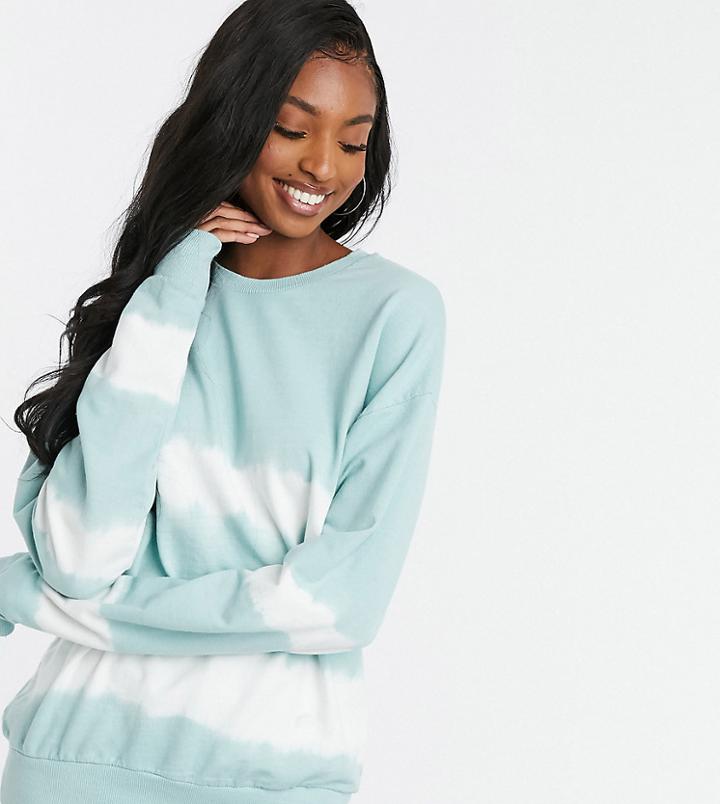 Asos Design Tall Sweatshirt In Tie Dye Stripe-green