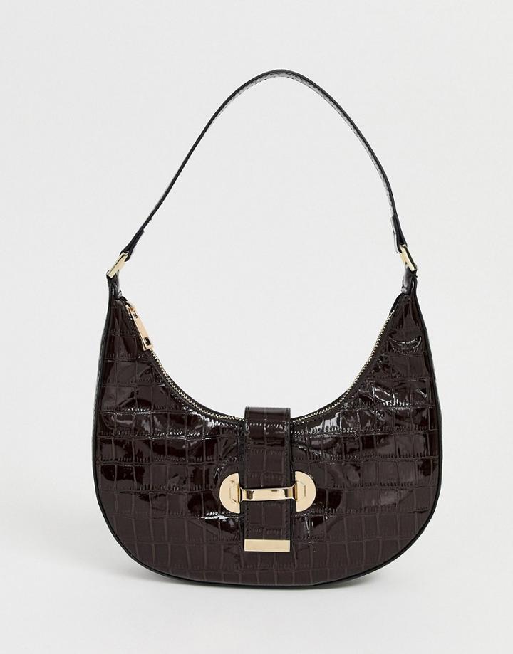 Asos Design 90s Hobo Shoulder Bag In Croc