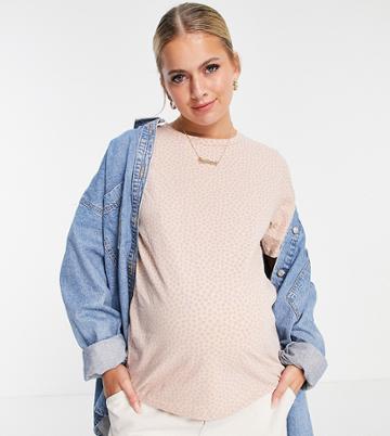 Pieces Maternity Round Neck T-shirt In Pink Floral-multi