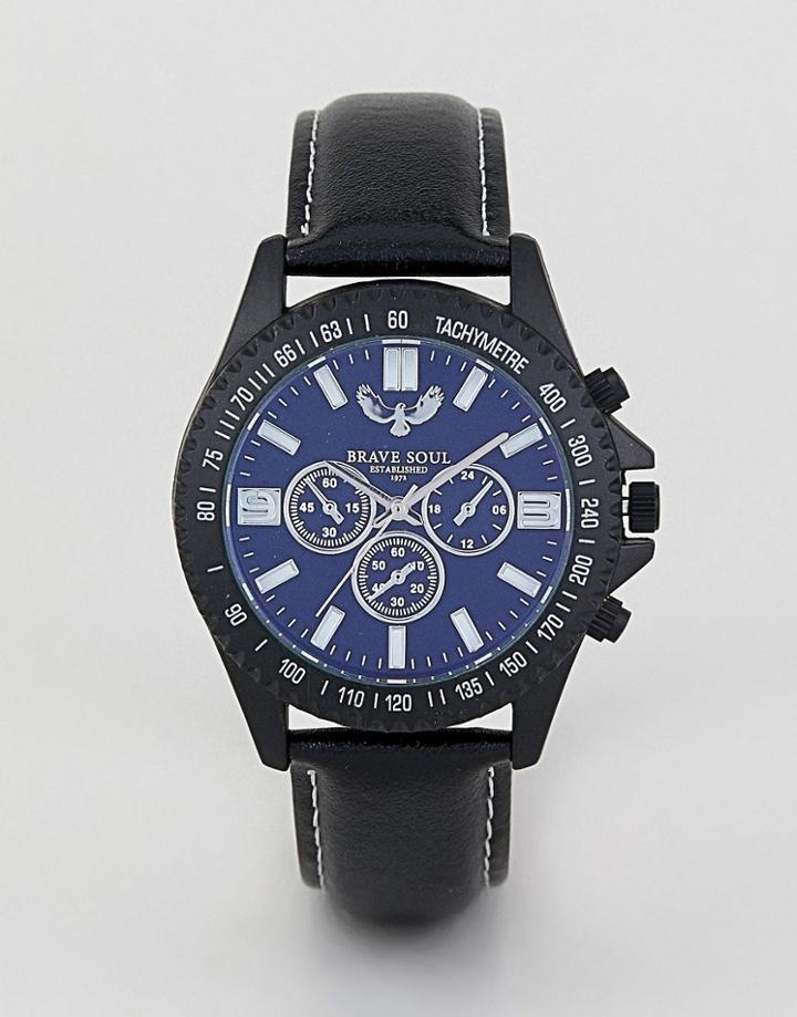 Brave Soul Chronograph Watch With Black Strap - Black