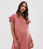 Asos Design Maternity Mini Reversible Cotton Slub Smock Dress - Pink