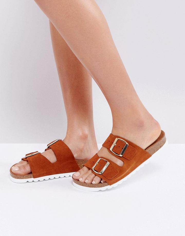 Vero Moda Double Buckle Flat Sandal - Orange