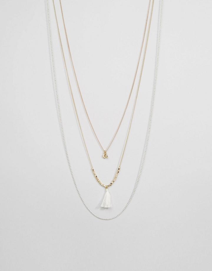 Orelia Triple Row Necklace - Gold