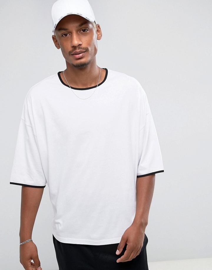 Asos Super Oversized Ringer T-shirt - White