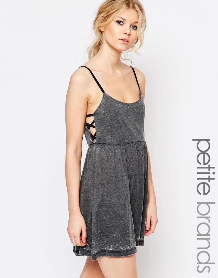 Chorus Petite Skater Dress With Exposed Side - Gray