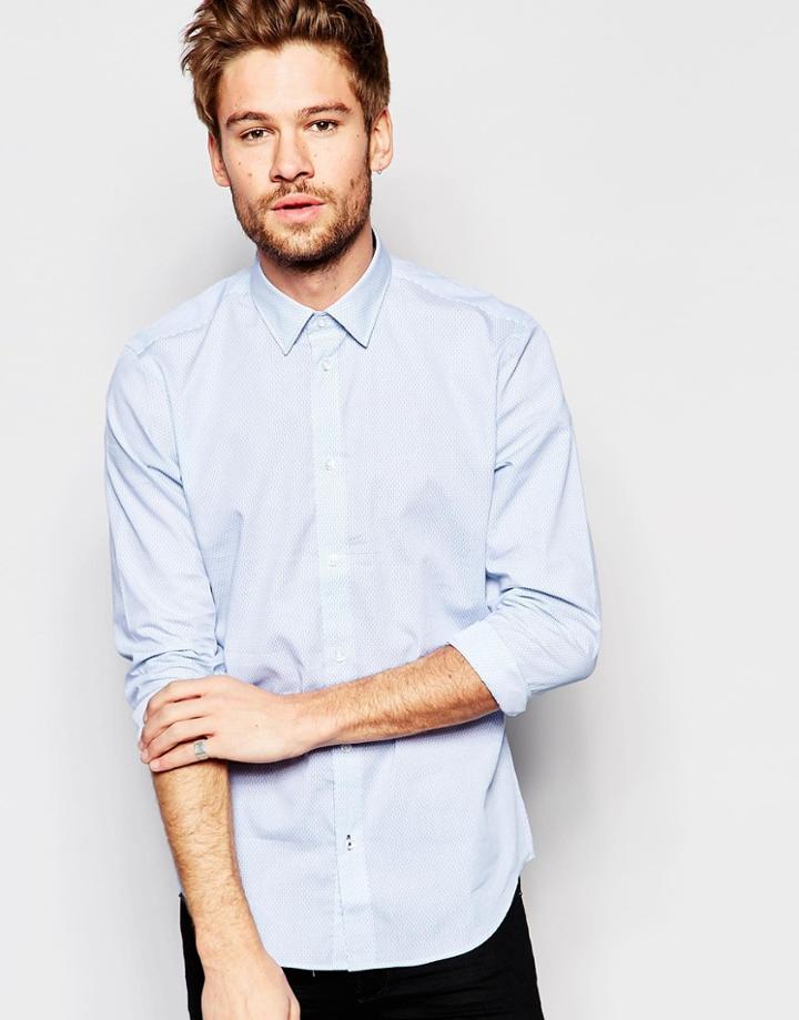 Esprit Plain Long Sleeved Oxford Shirt - Blue