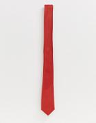 Asos Design Wedding Slim Textured Tie In Red - Red