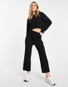 Stradivarius Ribbed Knitted Relaxed Pants In Black - Part Of A Set