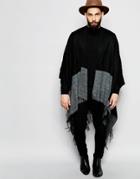 Asos Color Block Cape In Black And Gray With Pockets - Black